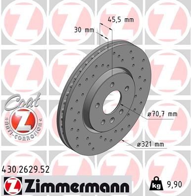 Bremseskive ZIMMERMANN 430.2629.52