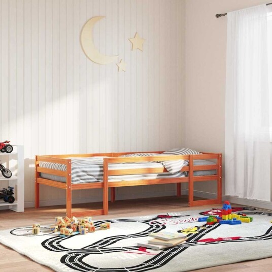  Sengeramme for barn voksbrun 75x190 cm heltre furu 8721102798474