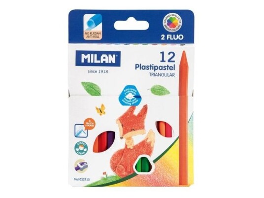 MILAN Trekantede Plastipastel Kridt 12 Farver MILAN Trekantede Plastipastel Kridt 12 Farver