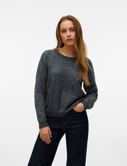 Vero Moda Vmdoffyshine Ls O-Neck Blouse Rep Noos - Grey - S Vero Moda Vmdoffyshine Ls O-Neck Blouse Rep Noos - Grey - S