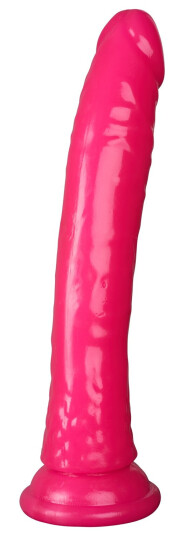 Realrock Glow in the Dark Slim Dildo med Sugekopp 23 cm - Lyserosa - Lyserosa