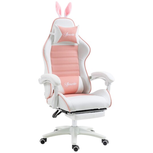 Spillestol Ergonomisk spillerstol med korsryggstøtte fotstøtte spillestol med kaninører pute høydejusterbar kontorstol med j Spillestol Ergonomisk spillerstol med korsryggstøtte fotstøtte spillestol med kaninører pute høydejusterbar kontorstol med j