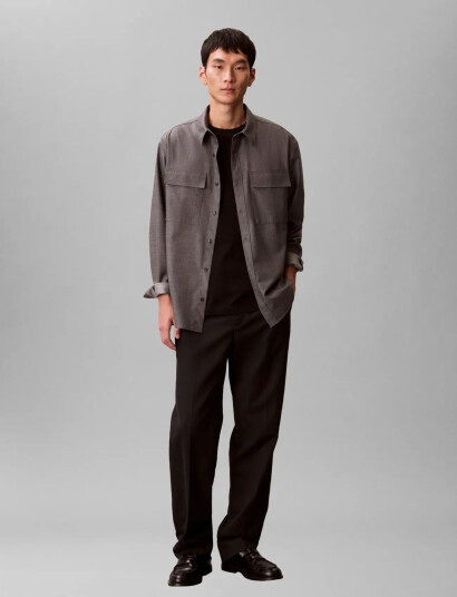 Calvin Klein Ls Melange Pv Easy Shirt - Grey - XL
