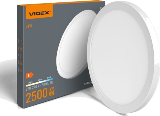 Videx 24W LED taklampe 3CCT Ø292 2500 2900lm IP20 innendørs integrert lyskilde Kulør : Nøytral Videx 24W LED taklampe 3CCT Ø292 2500 2900lm IP20 innendørs integrert lyskilde Kulør : Nøytral