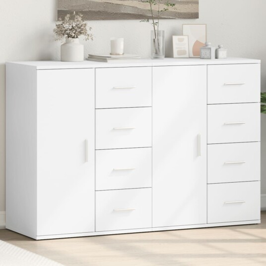 Skjenker 2 stk hvit 59x39x80 cm konstruert tre