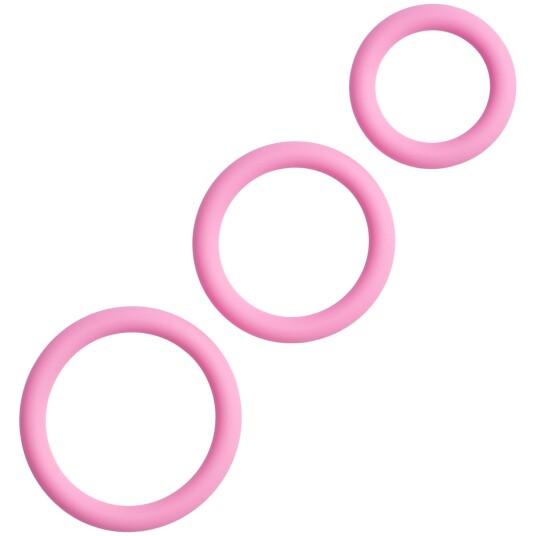 Sinful Playful Pink Penisring-sett 3 stk     - Lyserosa