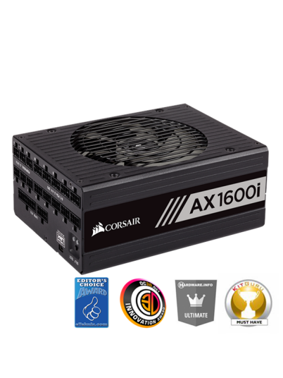 Corsair AX1600i Strømforsyning (PSU) - 1600 Watt - 140 mm - 80 Plus Titanium sertifisert Corsair AX1600i Strømforsyning (PSU) - 1600 Watt - 140 mm - 80 Plus Titanium sertifisert