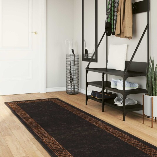 Teppe Runner MARSA Svart 80 x 450 cm Polyester og PVC