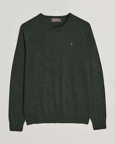 Morris Merino Crew Neck Pullover Olive Melange