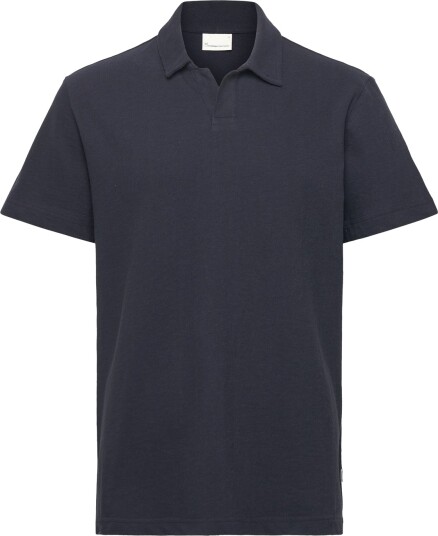 Knowledge Cotton Apparel Loose Bouclé Polo Navy XXXL