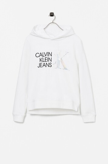 Calvin Klein Hettegenser Hybrid Logo Hoodie Hvit Calvin Klein Hettegenser Hybrid Logo Hoodie Hvit