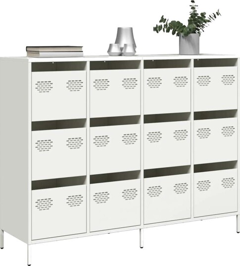 Skjenk hvit 135x39x103,5 cm kaldvalset stål