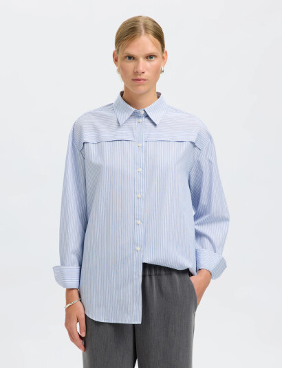 Selected Slfallison Oversize Ls Shirt B - Blue - 34 Selected Slfallison Oversize Ls Shirt B - Blue - 34