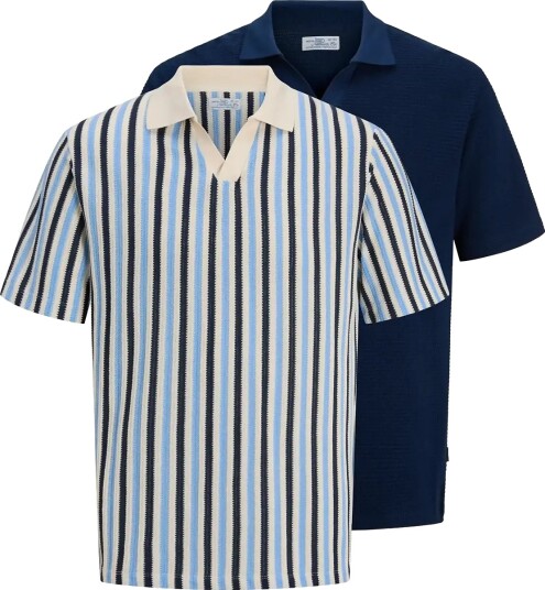 Jack & Jones Jprbluharry Ss Split Neck Polo Sn 2Pk Mp   Navy   XXL