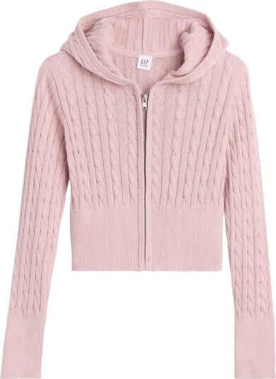 GAP Kids Cable Knit Sweater Zip Hoodie Pink 116/122 GAP Kids Cable Knit Sweater Zip Hoodie Pink 116/122