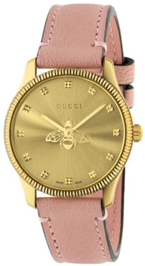 Gucci Dameklokke YA1265041 G Timeless Gull/Lær Ø29 mm Gucci Dameklokke YA1265041 G Timeless Gull/Lær Ø29 mm