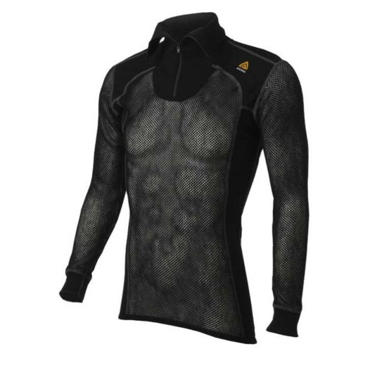 Aclima  Woolnet Polo W/Zip Herre, Black, XXL