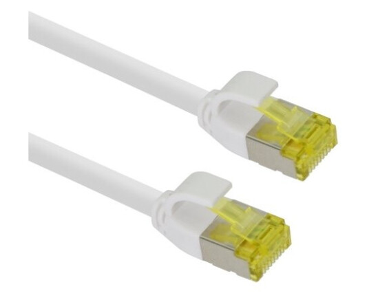 Helos Ultra Slim Patch-Kabel Rj-45 M Zu Rj-45 M 10 M S/Ftp Cat 6A Ieee 802.3Af/Ieee 802.3At/Ieee 802.3Bt Halogenfrei Ohne Haken Weiß