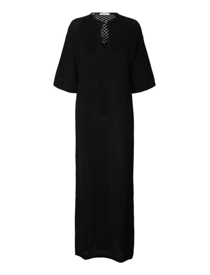 Selected Slfivy 2/4 Knit Structure Dress Black L