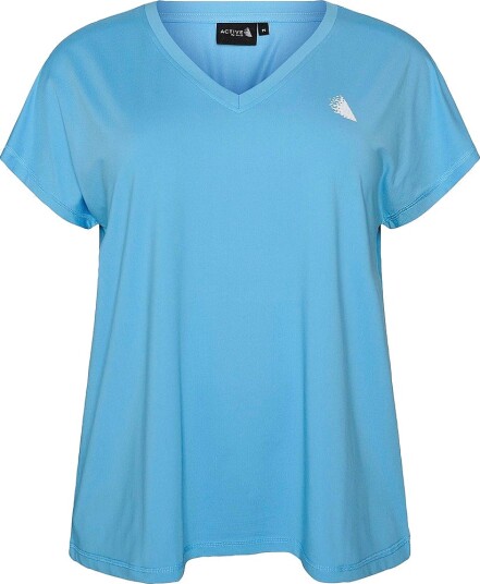 Zizzi Treningstopp aBasic S/S V neck Tee Blå