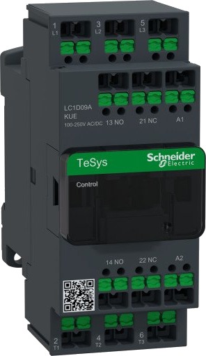 Schneider Electric Kontaktor Deca 9A 3P 100–250V AC/DC Snap-in, LC1D09AKUE
