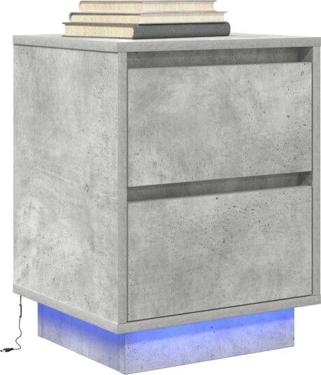 Nattbord med LED betonggrå 38x34x50 cm Nattbord med LED betonggrå 38x34x50 cm