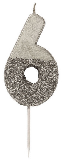 Talking Tables Kakelys Tall Sølv/Glitter - Tallet 6
