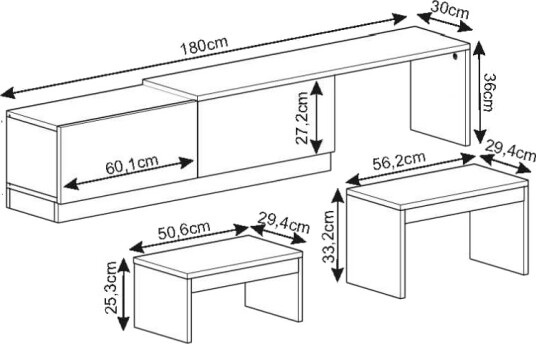 Zalven TV benk 180x36x30 cm travertin og varm eik Zalven TV benk 180x36x30 cm travertin og varm eik