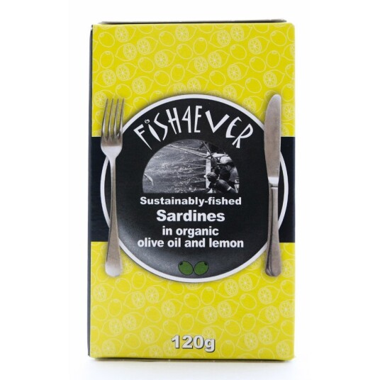Fish 4 ever sardines in organic olive oil and lemon 120 gr Fish 4 ever sardines in organic olive oil and lemon 120 gr