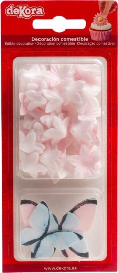Spiselig Kakepynt Rosa Mini Blomster Og Sommerfugler 