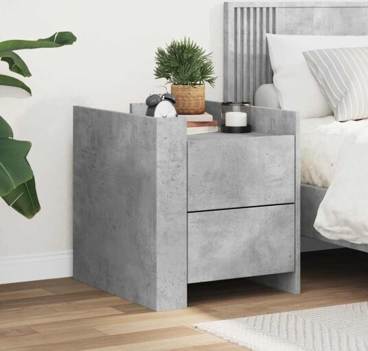 Nattbord betonggrå 45x50x50 cm konstruert tre 848286 Nattbord betonggrå 45x50x50 cm konstruert tre 848286