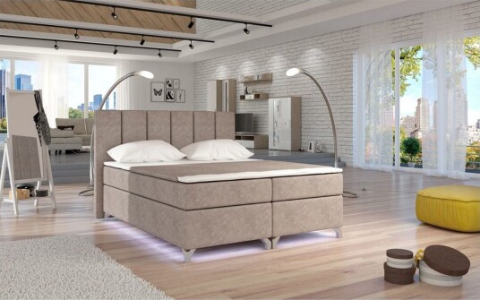 Box Spring Eltap Basilio med LED Dora 22 Beige 180x200 cm