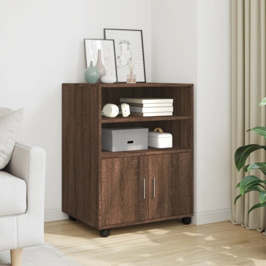  Rulleskap brun eik 60x48x81 cm konstruert tre