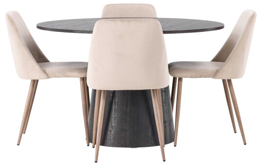 Venture Design Lanzo & Night spisegruppe Brun/svart 4 stoler & bord 120 cm