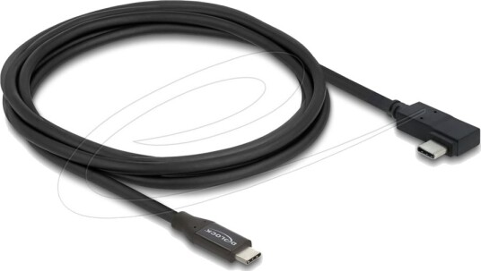 Delock Usb-Kabel Usb-C Hann Til Usb-C Hann Vinklet Usb 3.2 / Thunderbolt 3 48 V 5 A 2 M Usb Power Delivery 240 W Up To 40 Gbps Data Transfer Rate Svart