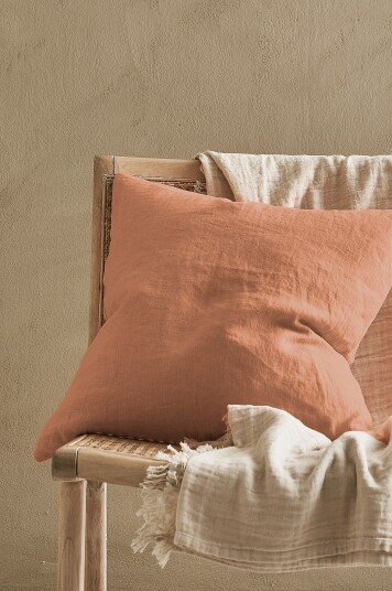 Ellos Home Putetrekk Candice Zip i vasket lin 50x50 cm Rosa