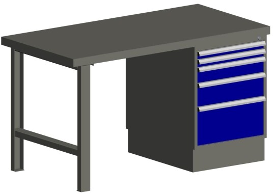 Treston C13041133 Arbeidsbenk med gulvunderskap 55/66-4 med 2250 x 750 mm vinylskive med stålkant, Garasjeinnredning & oppbevaring