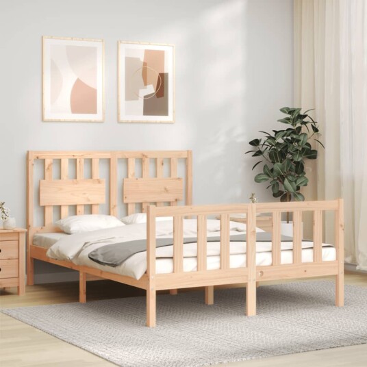 vidaXL Sengeramme med hodegavl 140x200 cm heltre 8720845975968