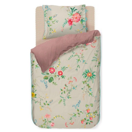 Pip Studio Sengetøy - 140x200 cm - Fleur - Khaki - 2 i 1 design - 100% bomull - Pip Studio Pip Studio Sengetøy - 140x200 cm - Fleur - Khaki - 2 i 1 design - 100% bomull - Pip Studio