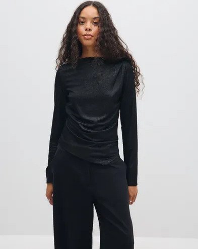 Vero Moda Svart Vmmille Ls Boatneck Lx Short Top No