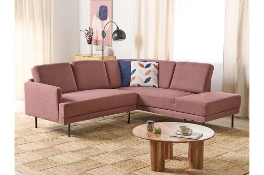 Deajna Hjørnesofa 4 seter Rosa/Brun/Svart