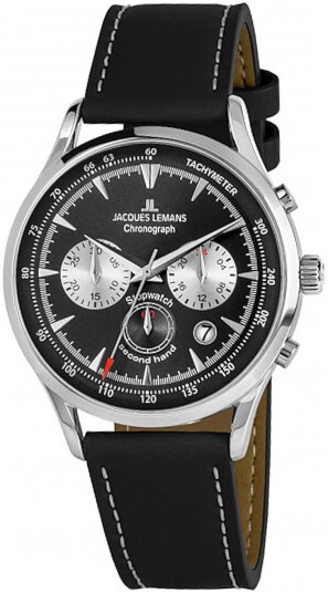 Jacques Lemans Herreklokke 1 2068A Retro Classic Sort/Lær Ø41 mm Jacques Lemans Herreklokke 1 2068A Retro Classic Sort/Lær Ø41 mm