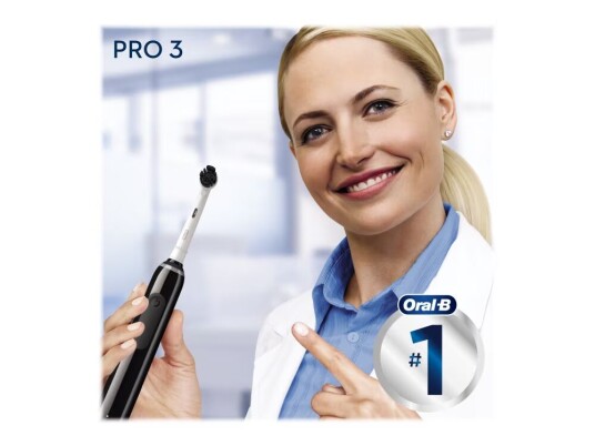 Oral-B Pro 3 3000 Elektrisk Tannbørste med Pure Clean Børstehode - Sort Oral-B Pro 3 3000 Elektrisk Tannbørste med Pure Clean Børstehode - Sort