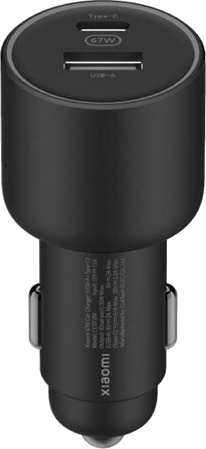 Xiaomi 67W Hurtiglader med USB-A og USB-C, Sort Bilstrømadapter