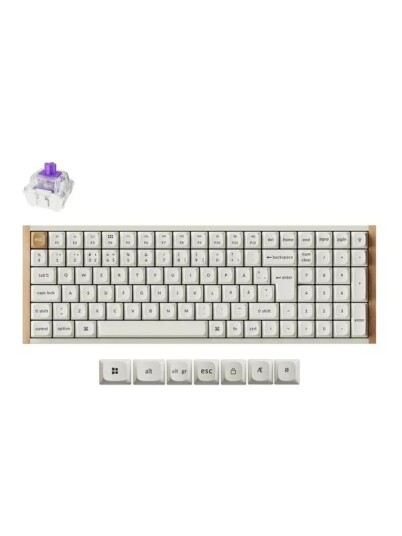 Keychron K4 HE SE Trådløst Gamingtastatur med Lilla Magnetbrytere, Hvit