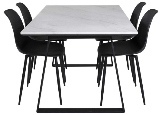 Venture Design Estelle & Polar spisegruppe Hvit/svart 4 st stoler & bord 140 x 90 cm