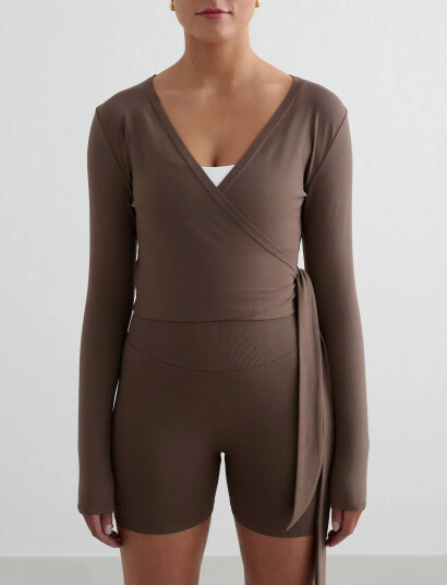 aim´n Shape Seamless Wrap Long Sleeve - Brown - XS