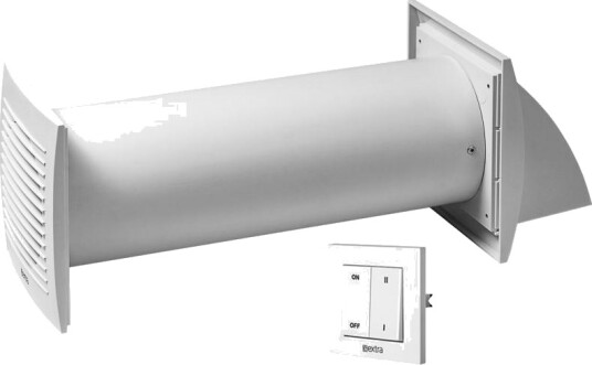 Europlast E EXTRA Ventilator Med Varmegjenvinning Ø100mm Med Veggbryter Hvit