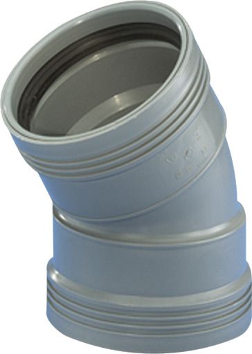 Wavin 75 mm x 30° pluss bøy Wafix PP Grå