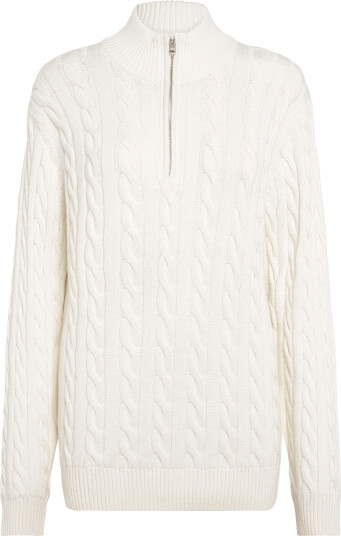 Lindbergh Cabel Zip Neck Knit White XL Lindbergh Cabel Zip Neck Knit White XL